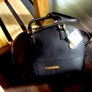 Black satchel bag.